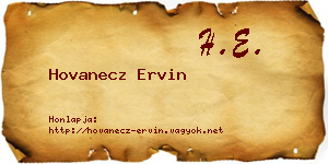 Hovanecz Ervin névjegykártya