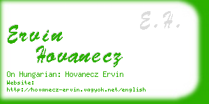 ervin hovanecz business card